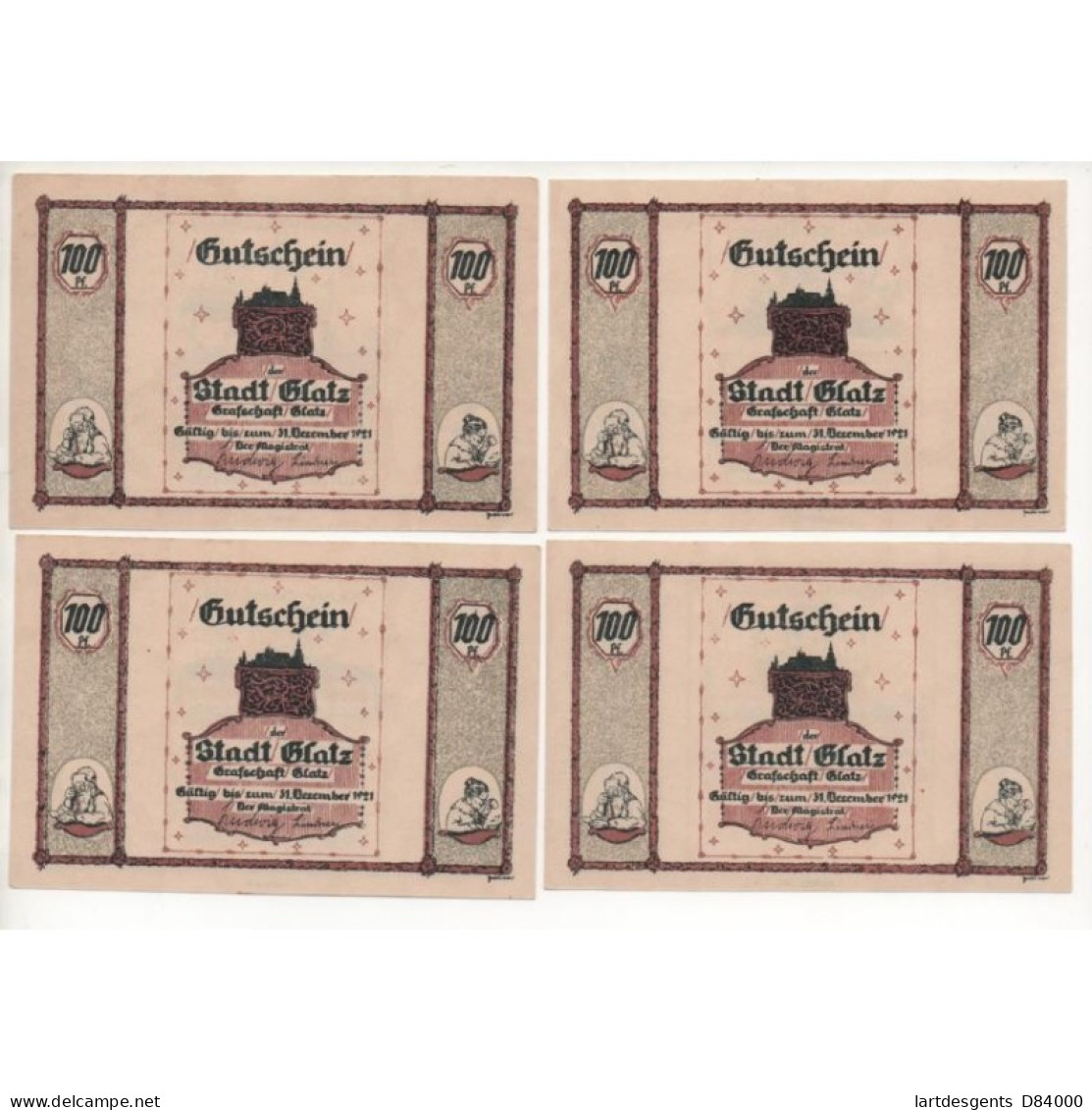 NOTGELD - GLATZER - 4 Different Notes - 1921 (G041) - [11] Lokale Uitgaven