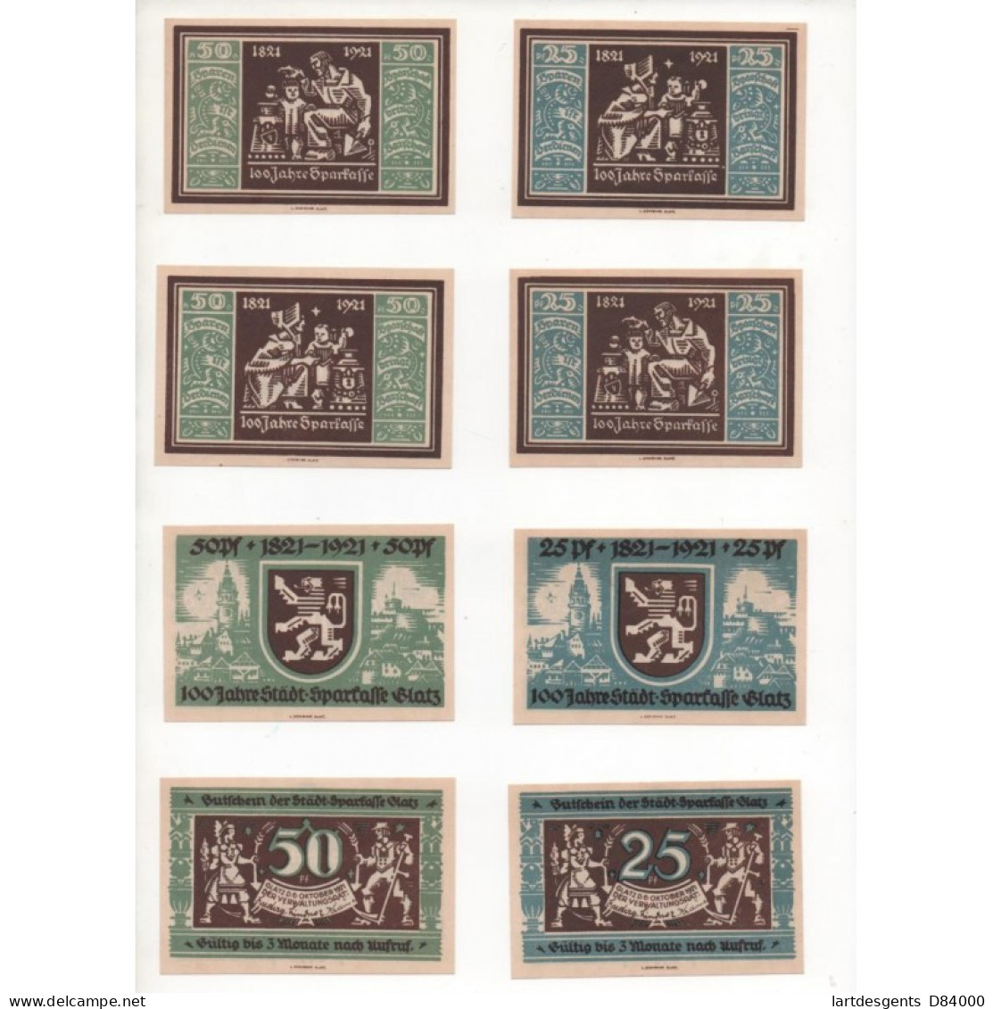 NOTGELD - GLATZER - 16 Different Notes - Serie COMPLETE - 1921 (G042) - [11] Local Banknote Issues