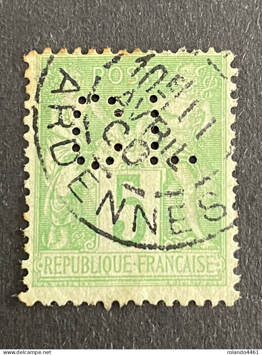 FRANCE C N° 102 Type Sage CL 215 Indice 6 Perforé Perforés Perfins Perfin Superbe ! - Autres & Non Classés