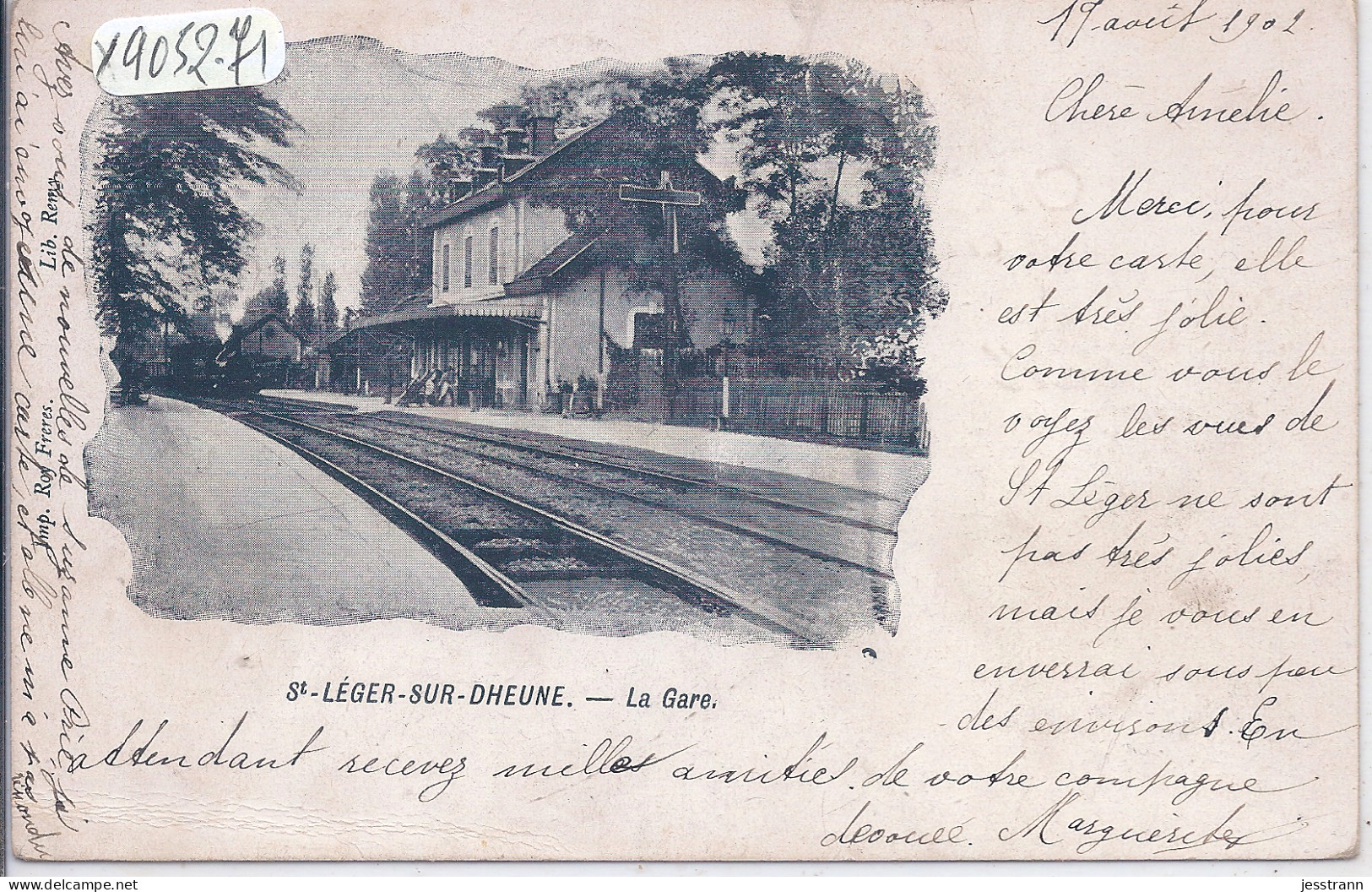 SAINT-LEGER-SUR-DHEUNE- LA GARE- LE TRAIN- RARE CARTE PIONNIERE ECRITE EN 1902 - Other & Unclassified