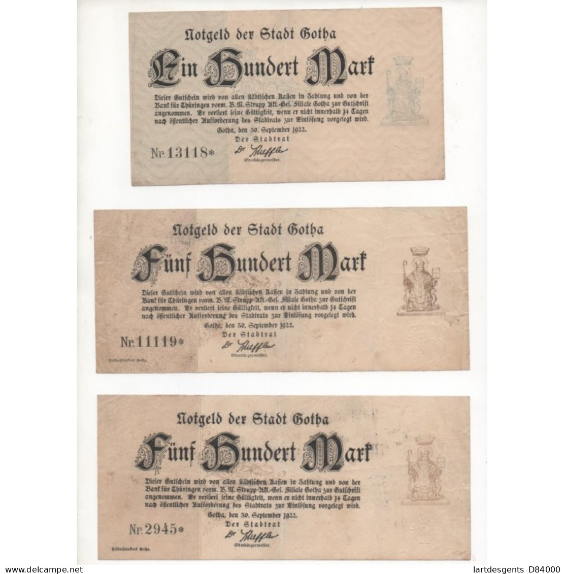 NOTGELD - GOTHA - 10 Different Notes - 1922 (G067) - [11] Emisiones Locales