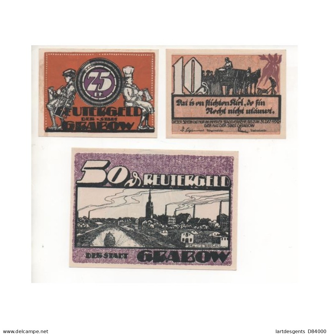 NOTGELD - GRABOW - 3 Different Notes (G078) - [11] Emisiones Locales