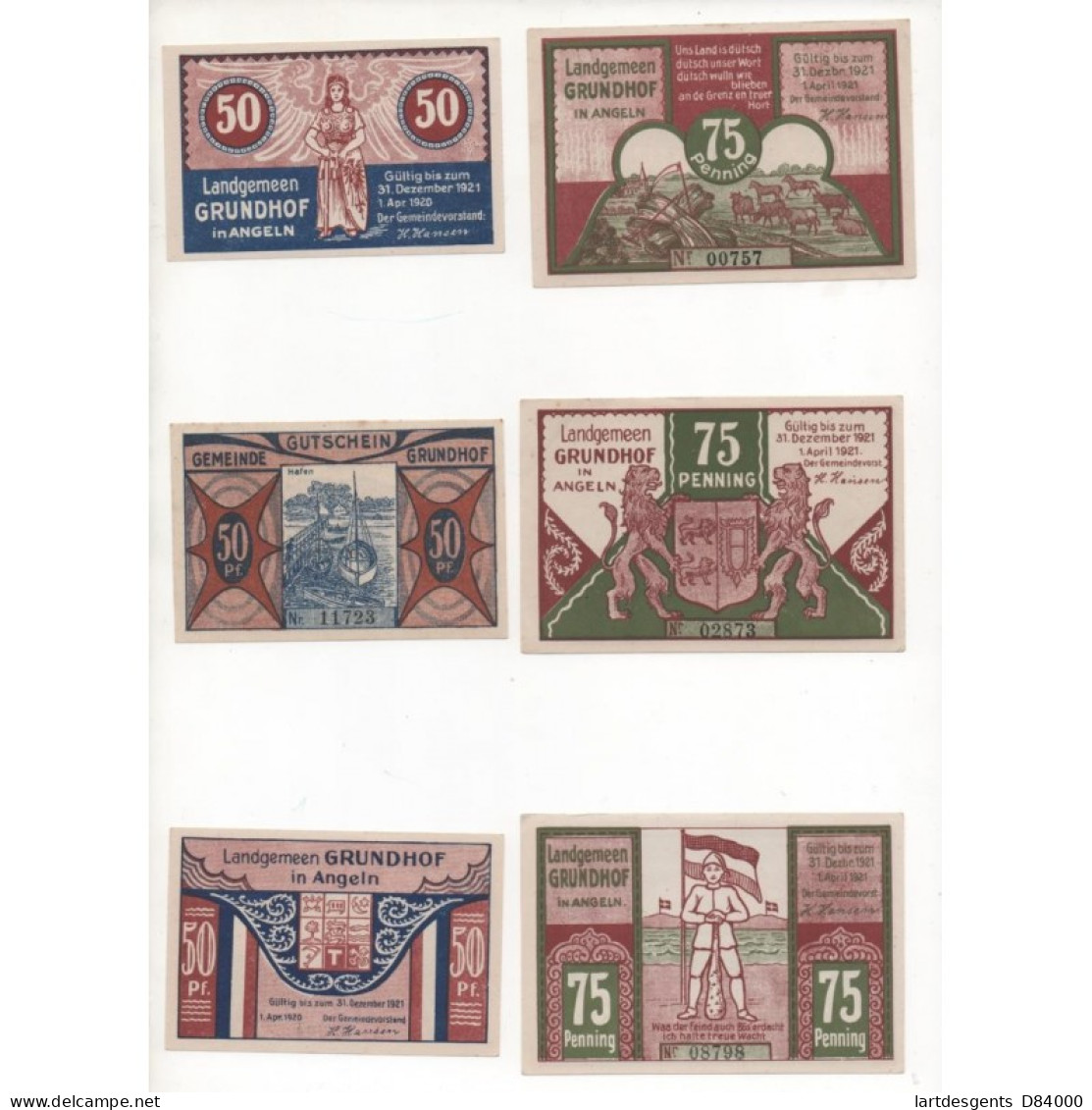 NOTGELD - GRUNDHOF - 6 Different Notes (G123) - [11] Emissions Locales