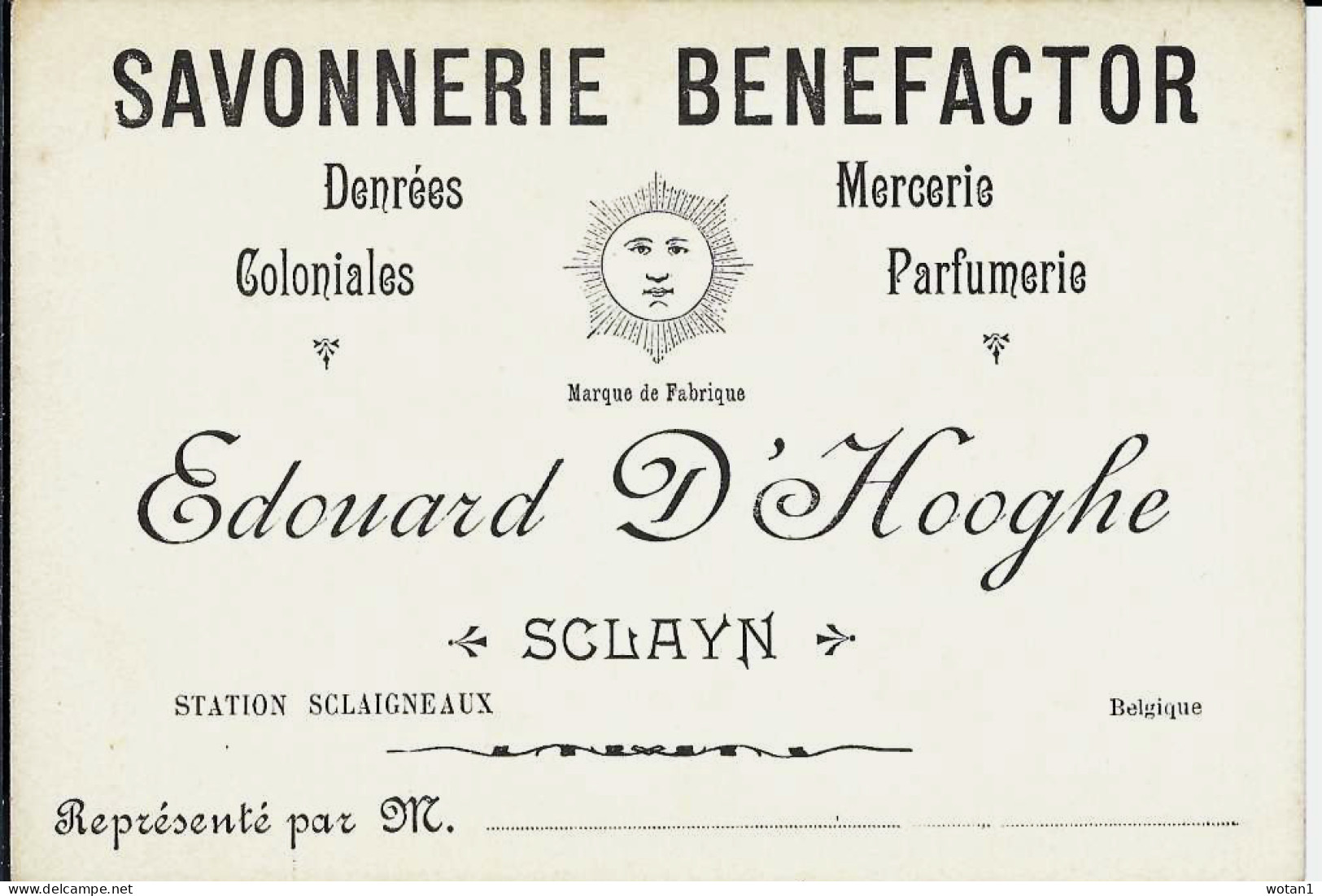 SCLAYN - Carton Publicitaire (12,5 X 8,5cm) - SAVONNERIE BENEFACTOR - Edouard D'HOOGHE - Advertising