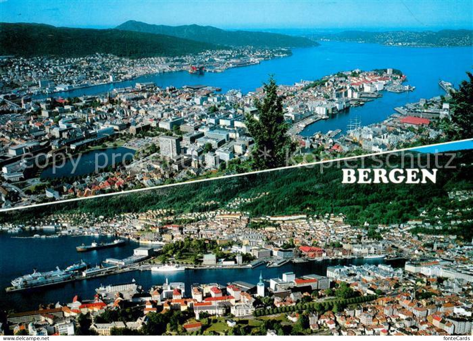 73715074 Bergen Norwegen Panorama Hafen Bergen Norwegen - Norway