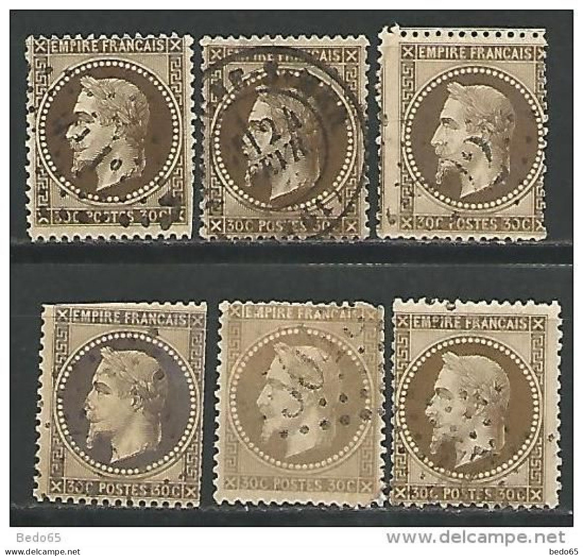 LOT DE 6 NAPOLEON N° 30  OBL  2 ème CHOIX - 1863-1870 Napoleon III Gelauwerd