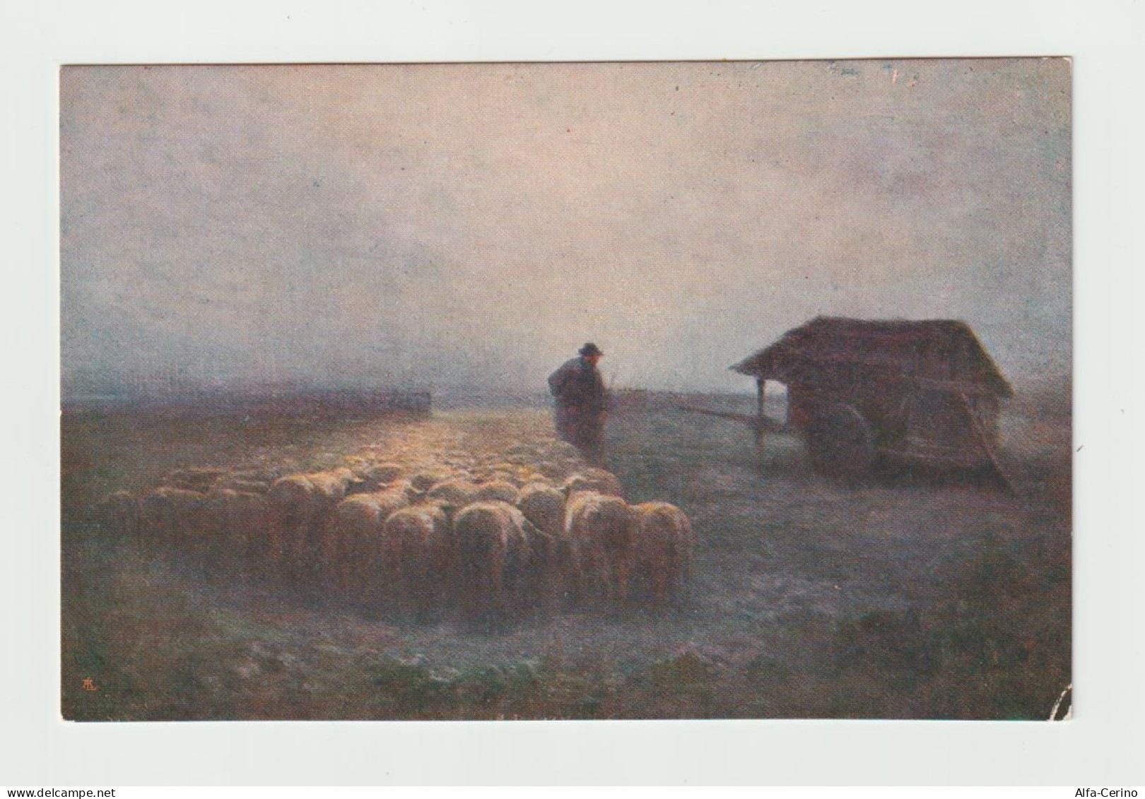 MERIGGIO:  PAESAGGIO  CAMPESTRE  -  SIGLA  DELL' ARTISTA  " A.L. "  -  FP - Pittura & Quadri