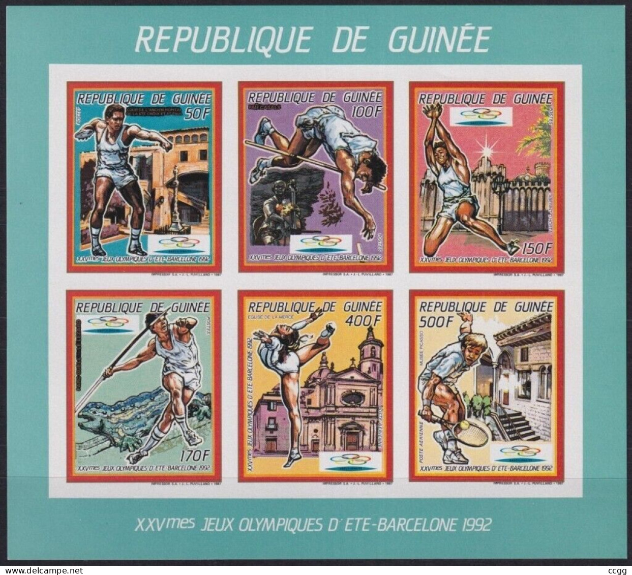 Olympische Spelen  1992 , Guinea - Zegels Tesamen In Blok Postfris - Sommer 1992: Barcelone