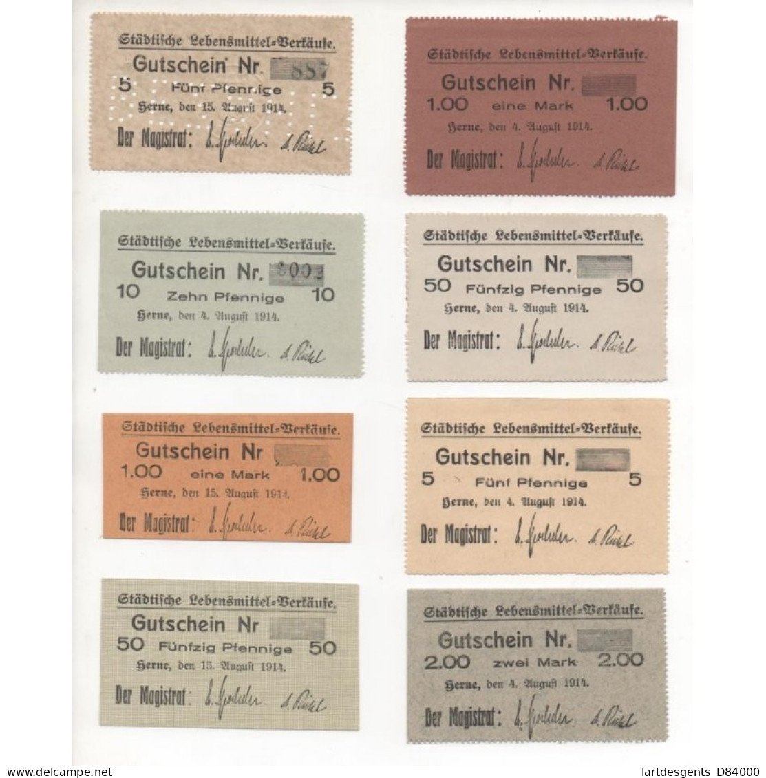 NOTGELD - HERNE - 8 Different Notes (H065) - [11] Emissions Locales