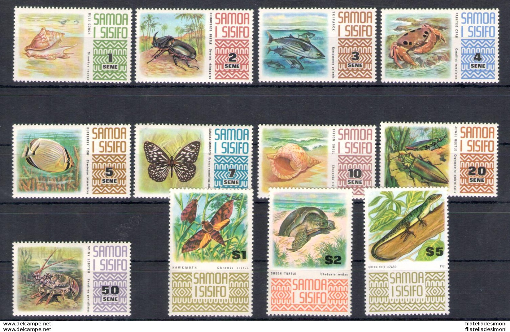 1972-75 Samoa Ifiso, Yvert 309/14+323+358 - Fauna - MNH** - Papillons