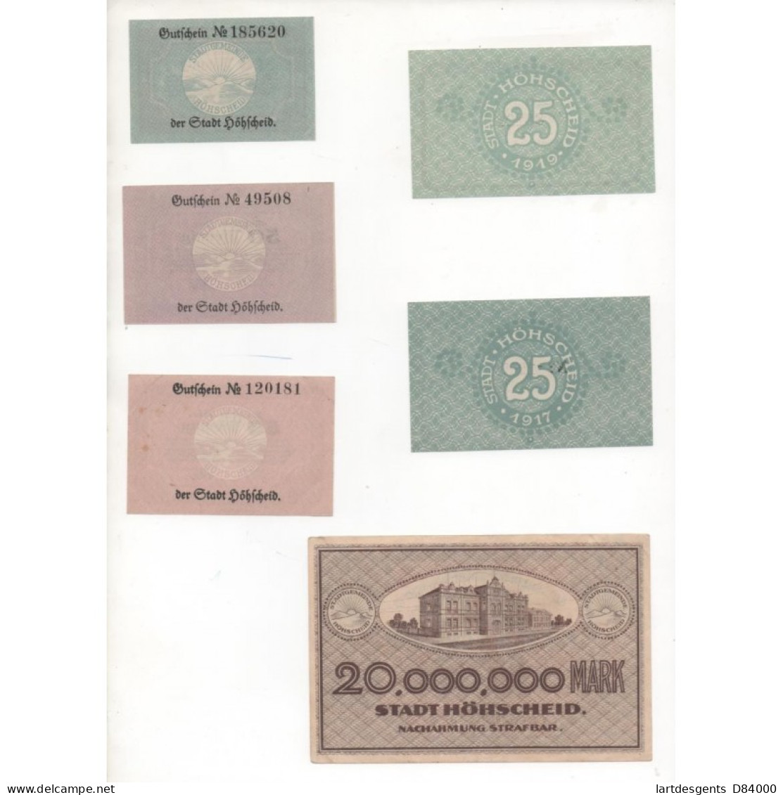 NOTGELD - HOHSCHEID - 6 Different Notes (H086) - [11] Emissioni Locali