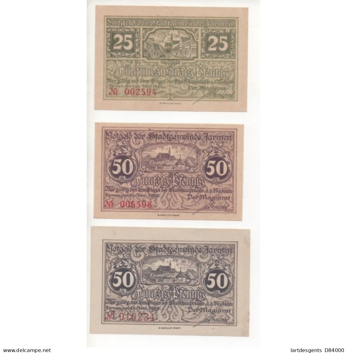 NOTGELD - JARMEN - 3 Different Notes (J003) - [11] Lokale Uitgaven