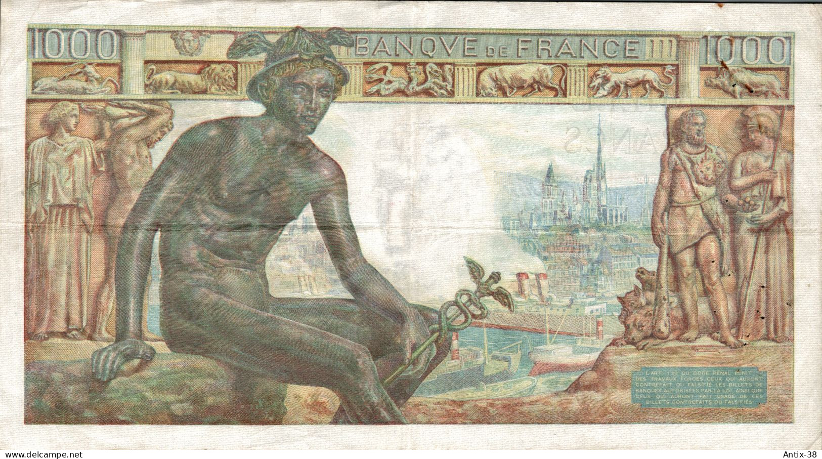 N82 - Billet De 1000 Francs - DÉESSE DEMETER - 1 000 F 1942-1943 ''Déesse Déméter''