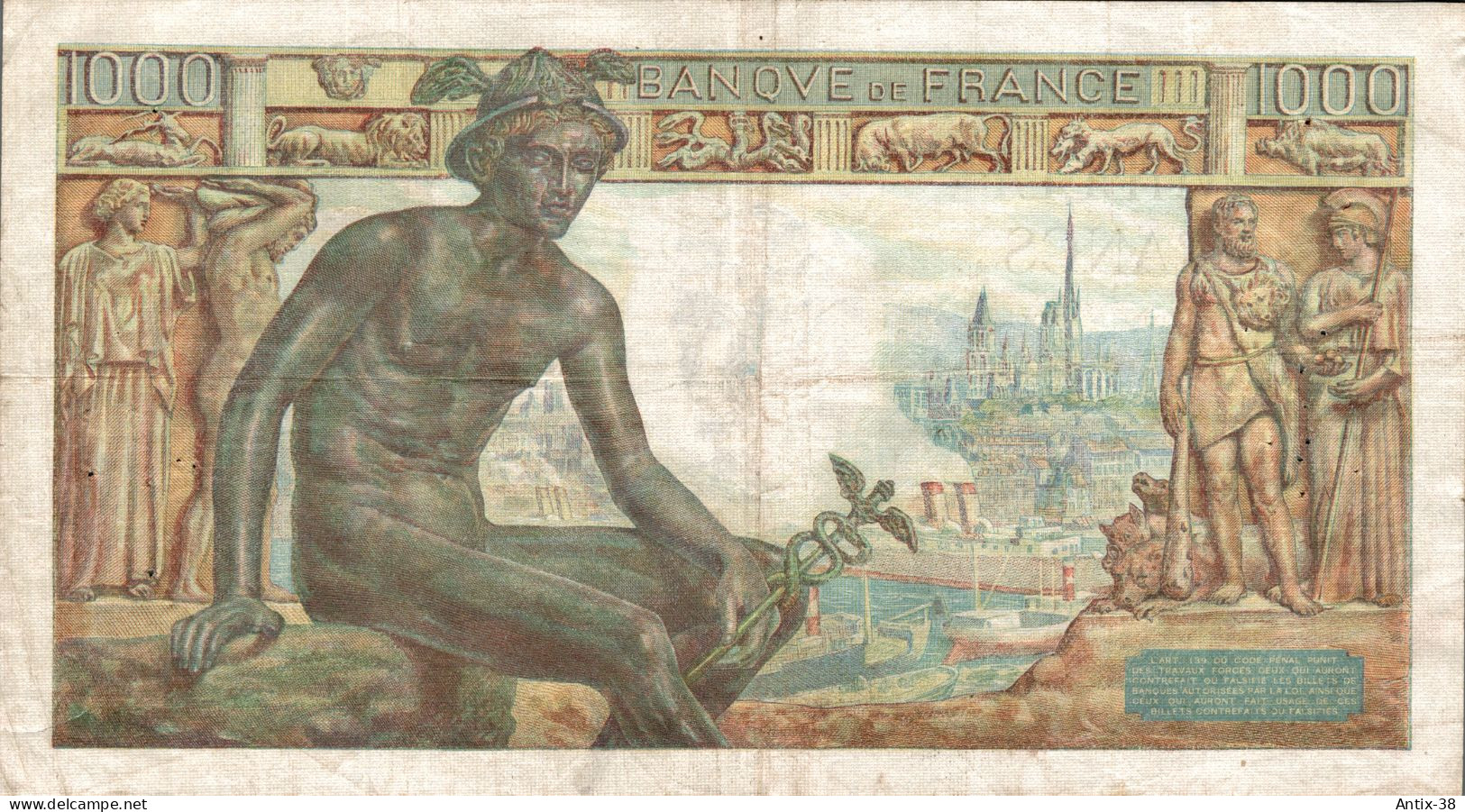 N82 - Billet De 1000 Francs - DÉESSE DEMETER - 1943 - 1 000 F 1942-1943 ''Déesse Déméter''