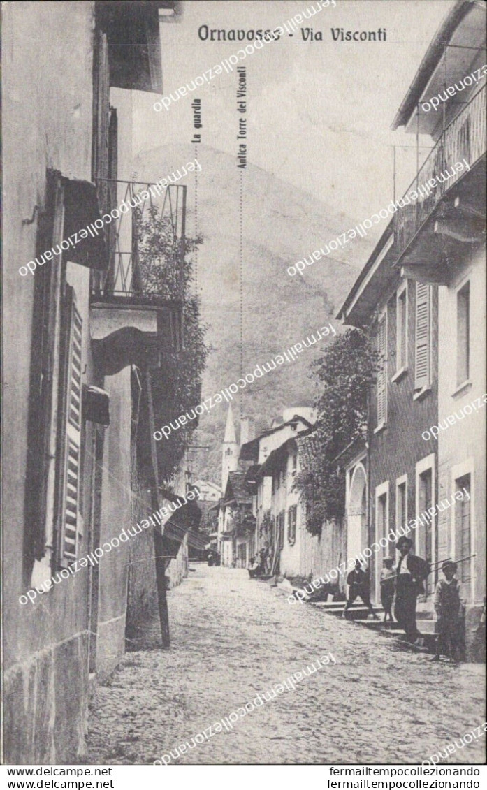 Az210 Cartolina Ornavasso Via Visconti 1915 Provincia Di Verbania - Biella