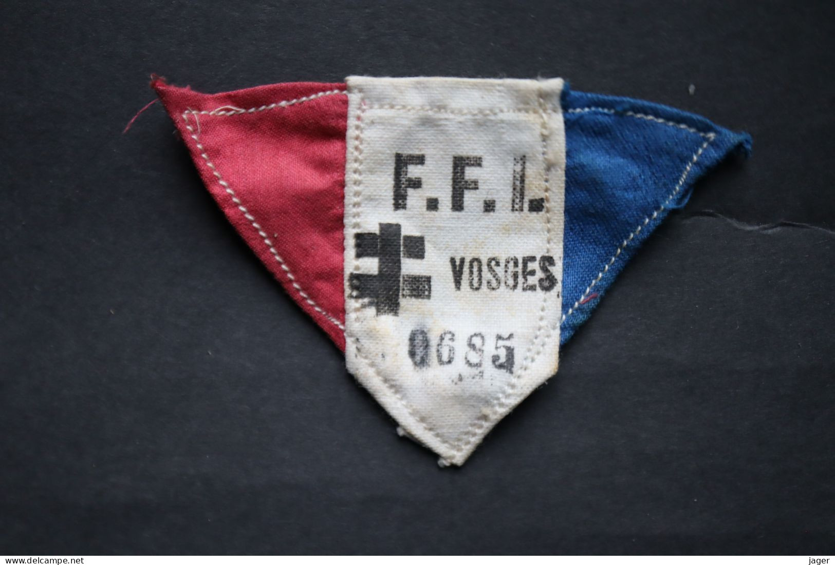 Insigne Tissu Couleurs Nationales Tampon FFI VOSGES 0685 - 1939-45