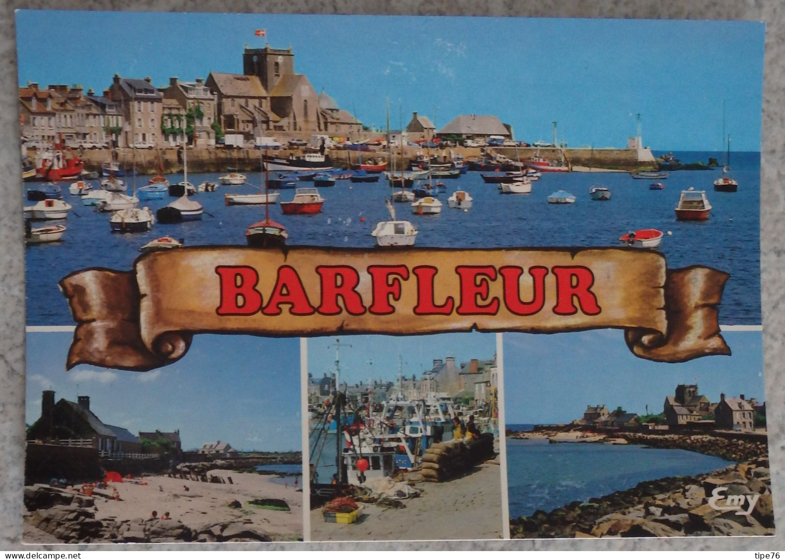 50 Manche CPM Barfleur Multivues Le Port Et L'église La Plage Et Le Quartier De La Masse - Barfleur