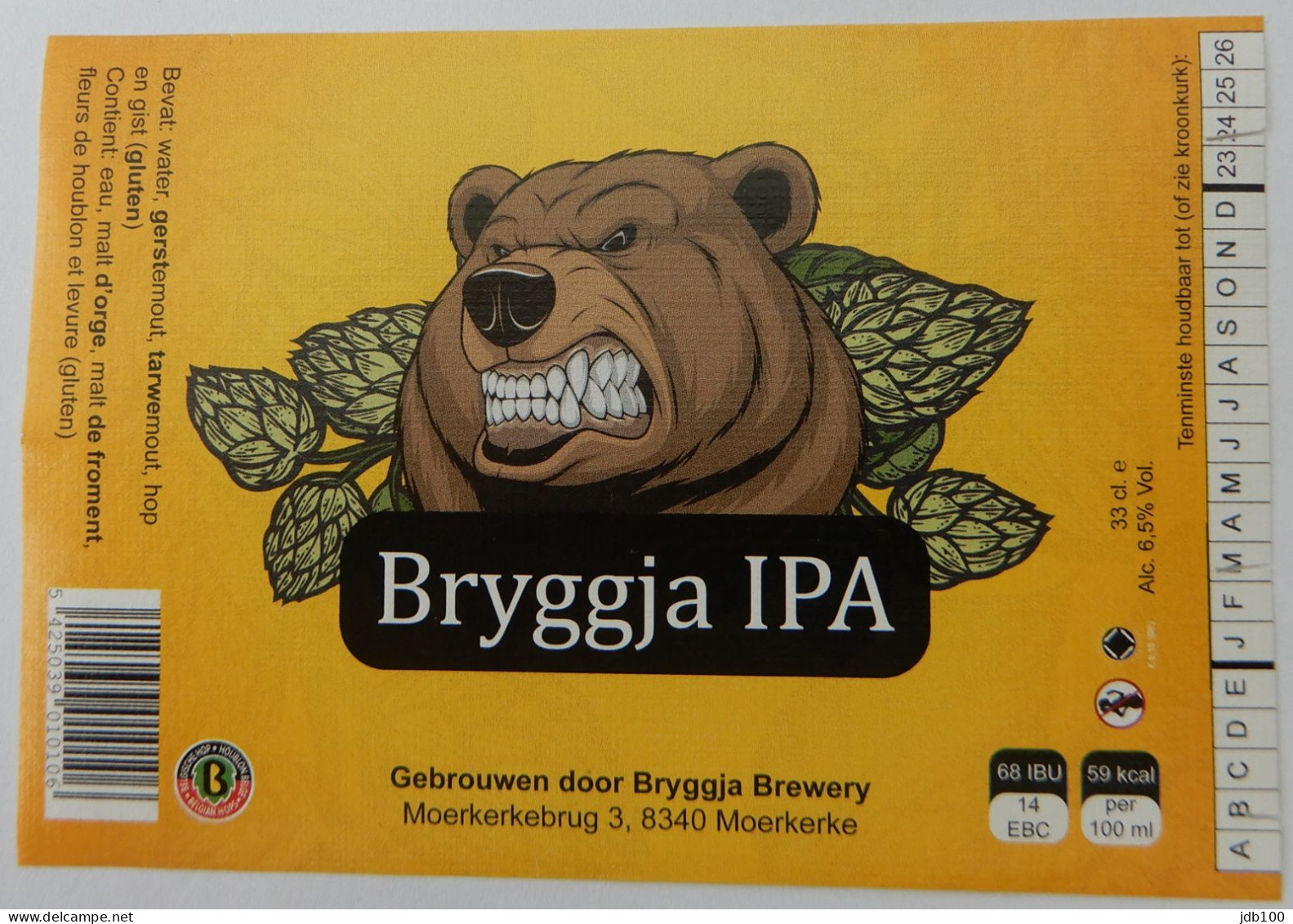 Bier Etiket (7m3), étiquette De Bière, Beer Label, Bryggja IPA Brouwerij Bryggja - Beer