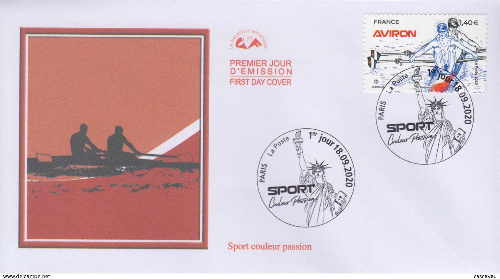 Enveloppe  FDC   1er  Jour   FRANCE    SPORT   Couleur   Passion  :   Aviron    2020 - 2020-…