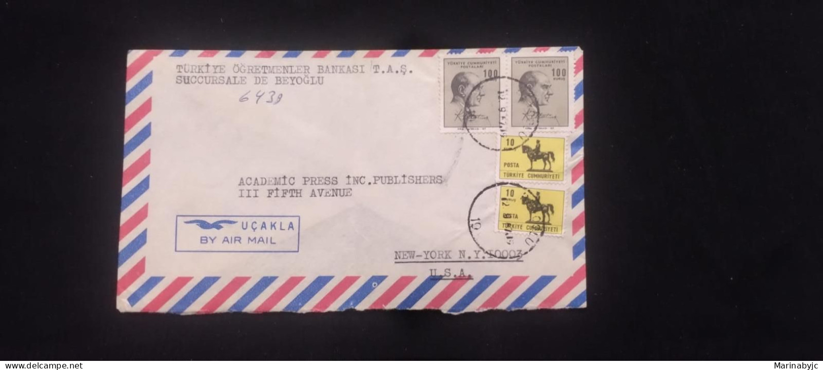C) 1967. TURKEY. AIRMAIL ENVELOPE SENT TO USA. MULTIPLE STAMPS. 2ND CHOICE - Andere & Zonder Classificatie