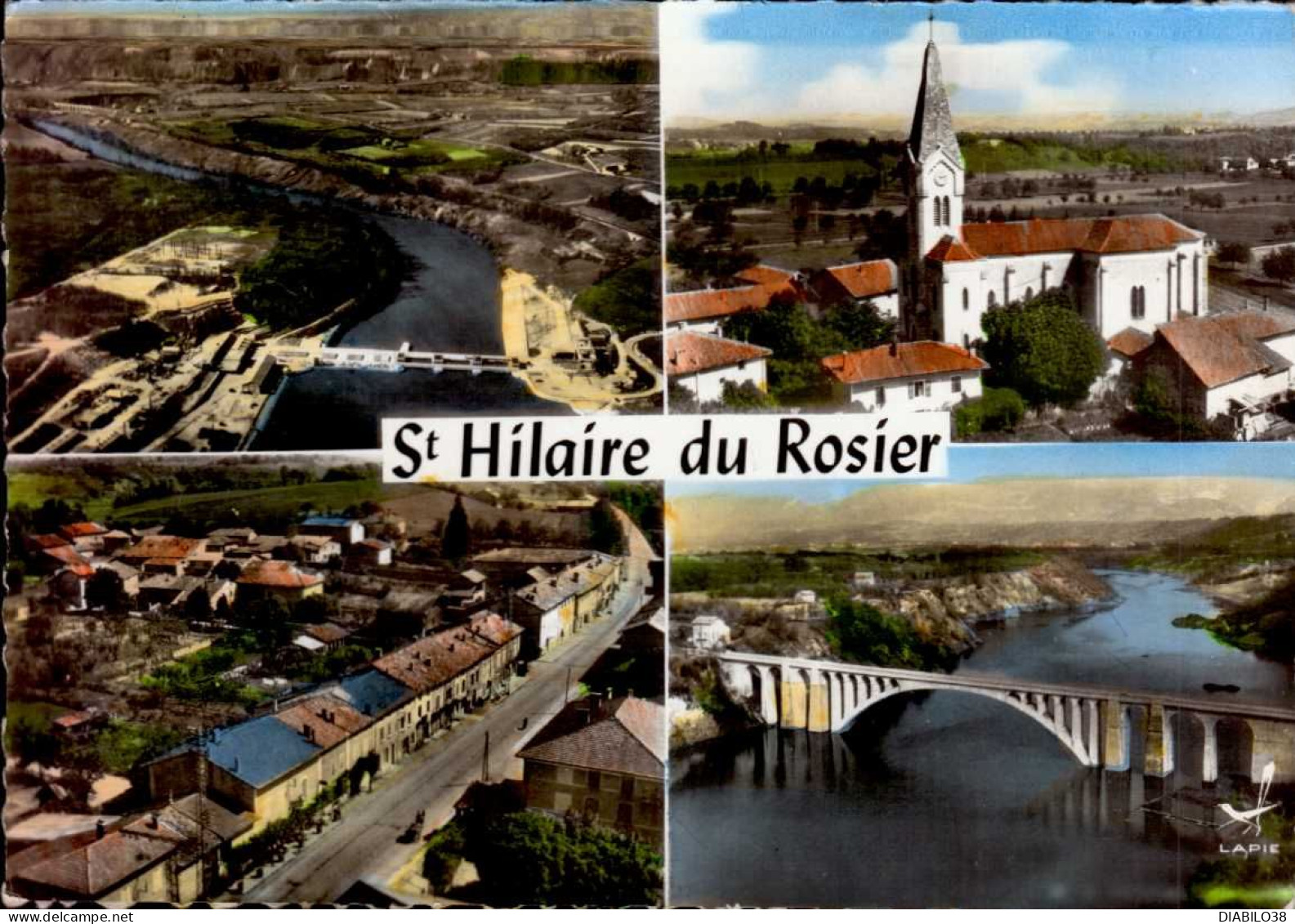 SAINT-HILAIRE-DU-ROSIER  ( ISERE )   EN AVION AU-DESSUS DE . . . LE BARRAGE . L ' EGLISE . VUE GENERALE . LE PONT SUR L - Other & Unclassified