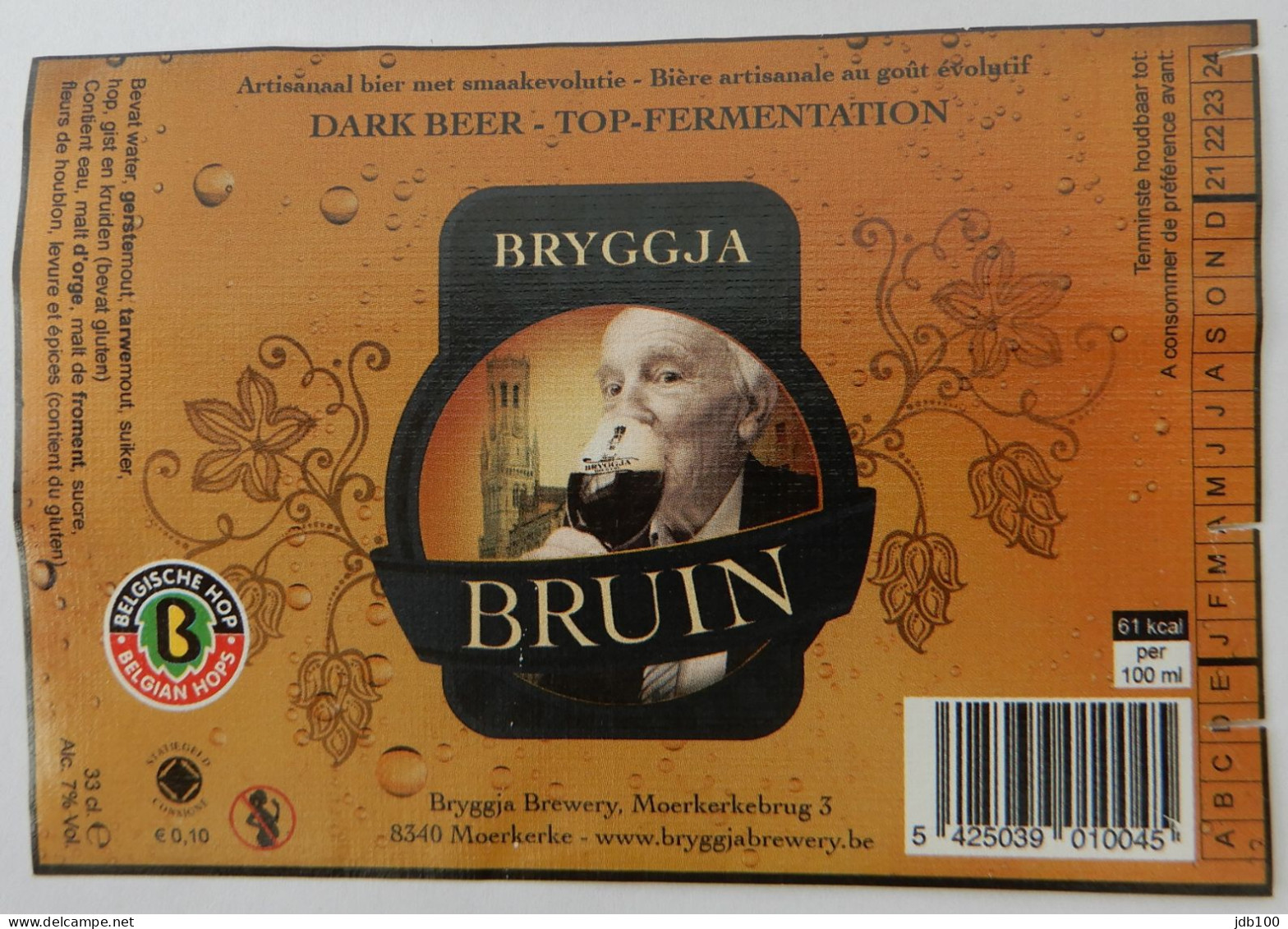 Bier Etiket (7n3), étiquette De Bière, Beer Label, Bryggja Bruin Brouwerij Bryggja - Bière