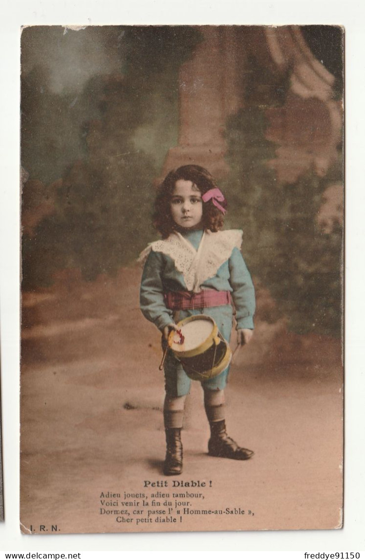 CPA Enfant  . Petit Diable . Tambour . 1914 - Retratos