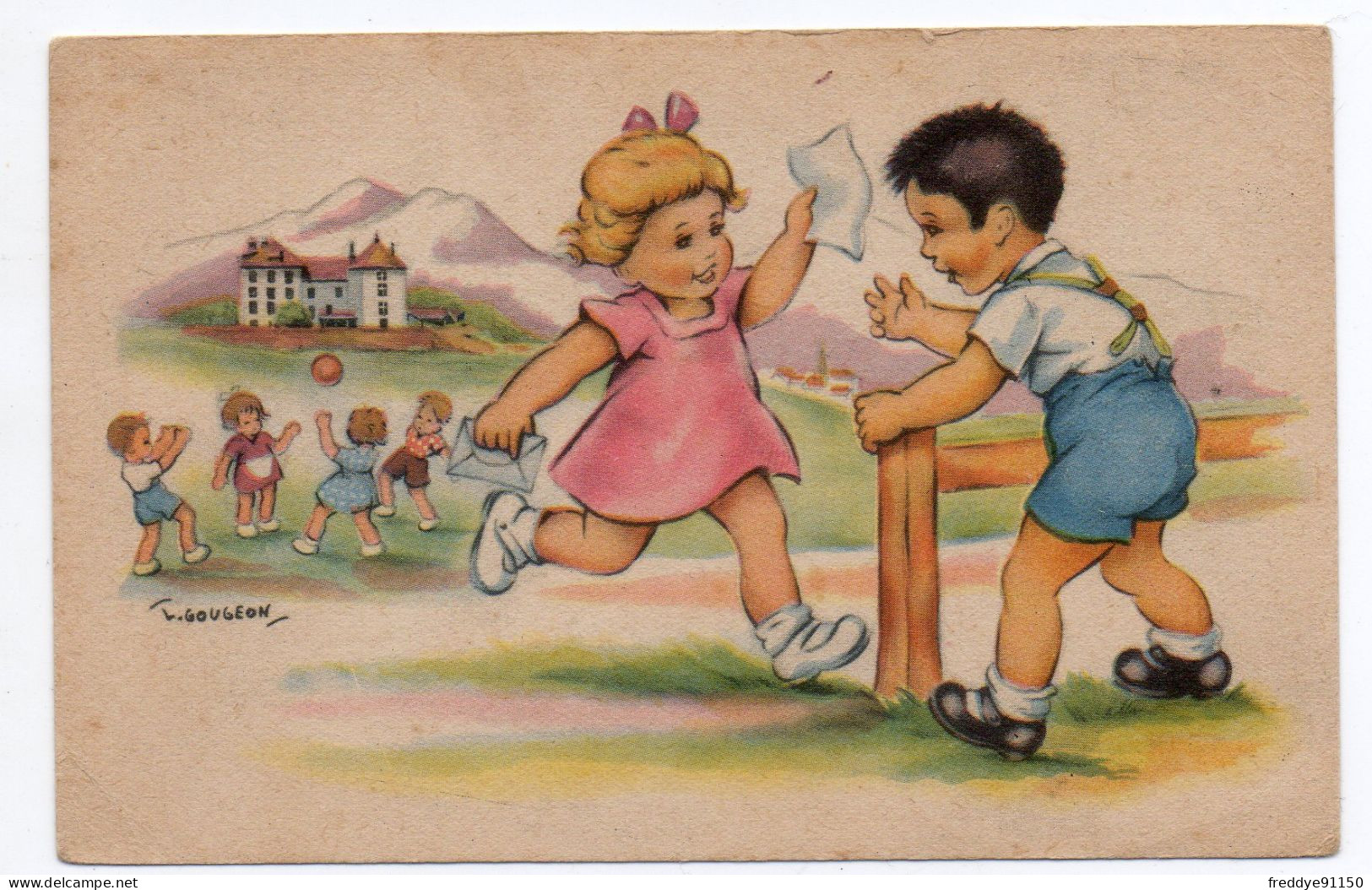 Cpa Fantaisie Enfants . Illustrateur Gougeon - Kinder-Zeichnungen