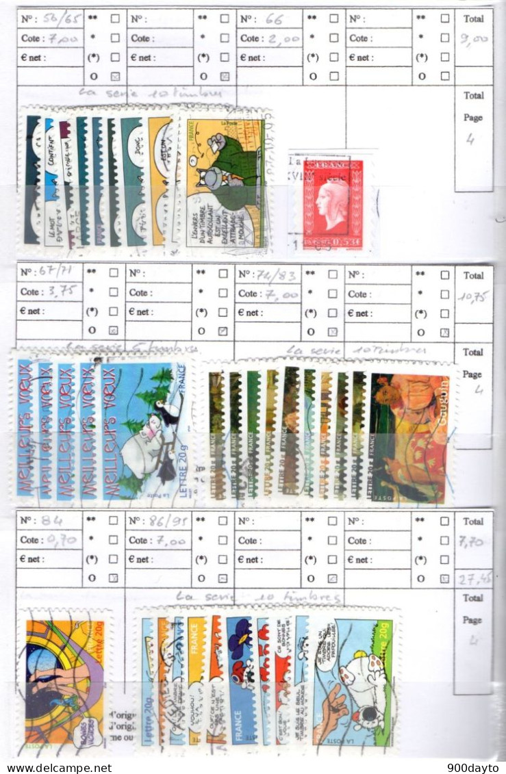 FRANCE Oblitérés Autoadhésifs (Lot N° 46a F43: 165 Timbres). - Used Stamps