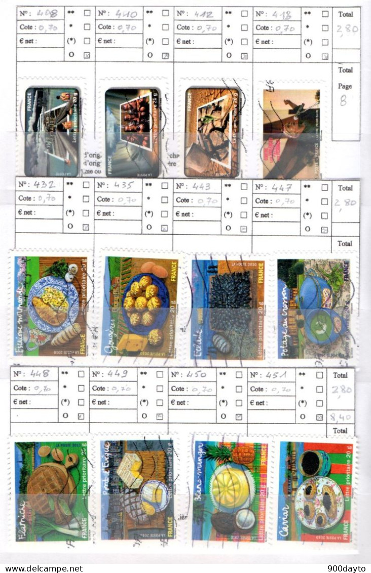 FRANCE oblitérés autoadhésifs (Lot n° 46a F43: 165 timbres).