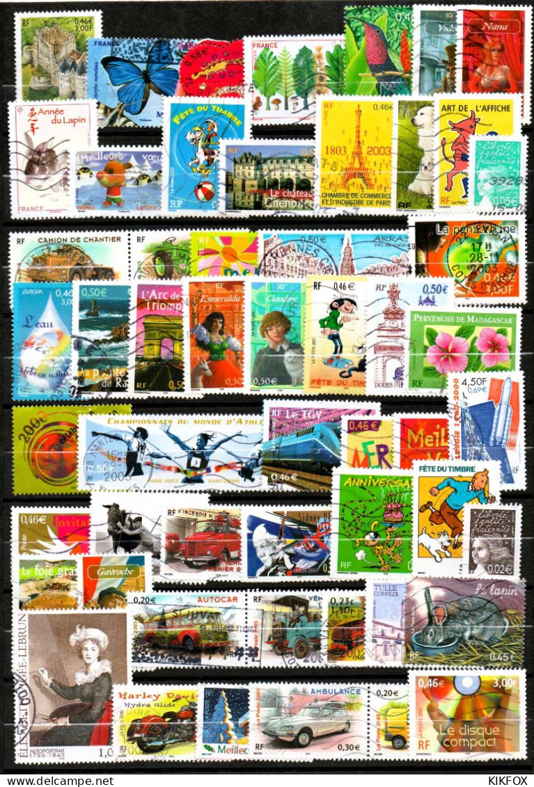 FRANCE, FRANKREICH,  2000 - 2010, GRAND  LOT EURO - MARKEN, PAGE D'ALBUM, TIMBRES  OBLITERE, GESTEMPELT - Used Stamps