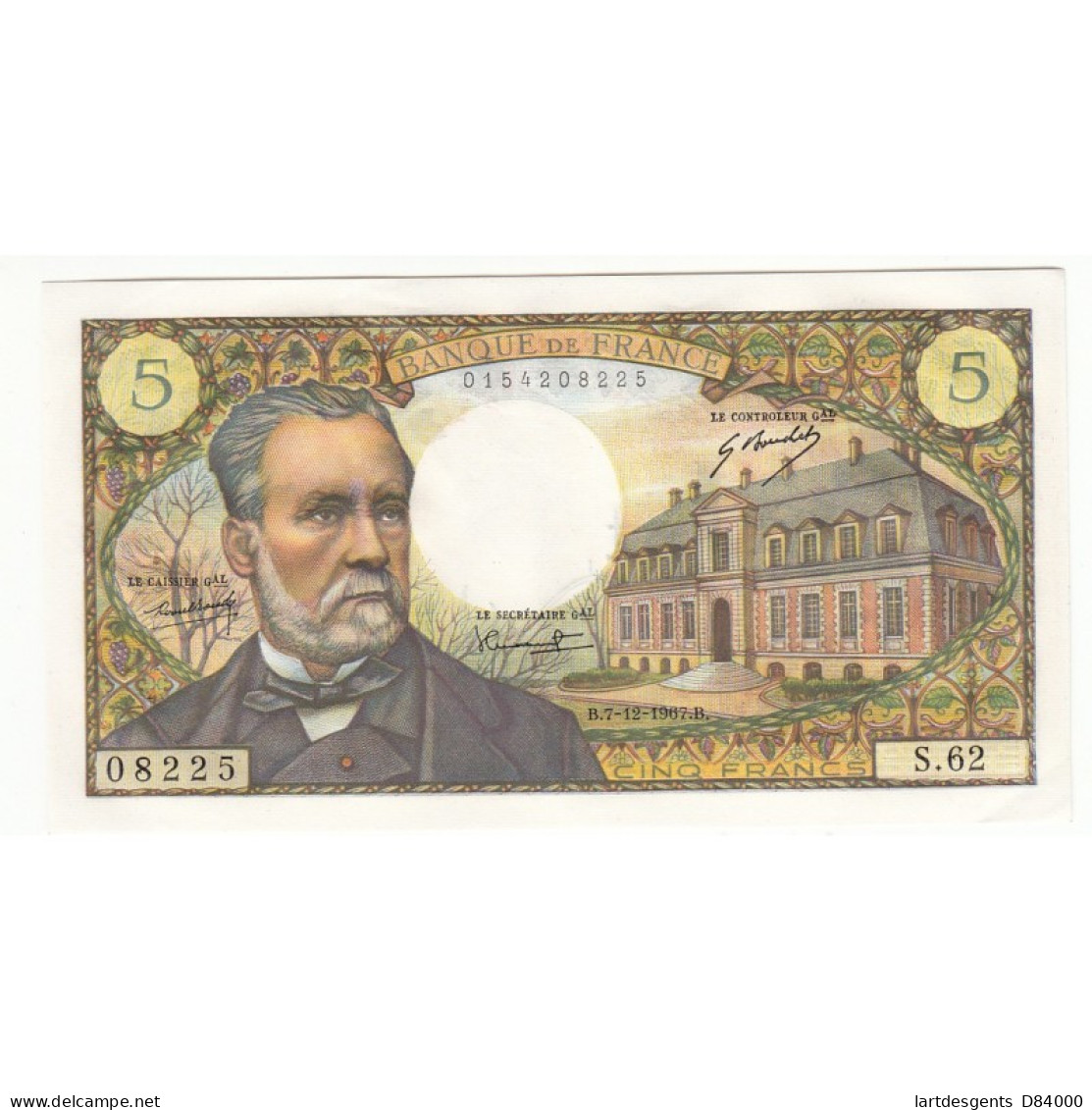 5 FRANCS PASTEUR 07-12-1967 SPL  Fayette 61.6 - 5 F 1966-1970 ''Pasteur''