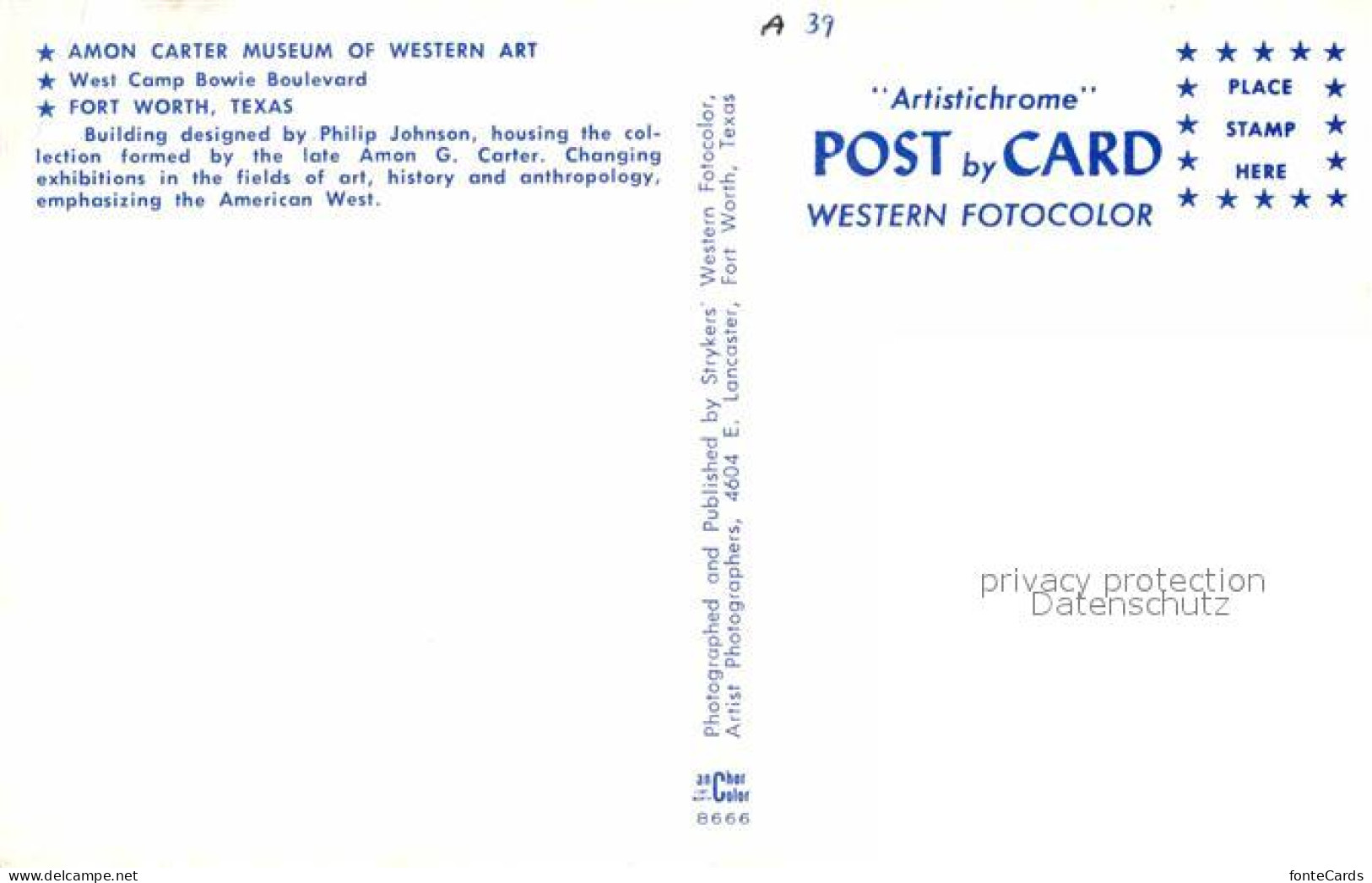 72891679 Fort_Worth Amon Carter Museum Of Western Art - Autres & Non Classés