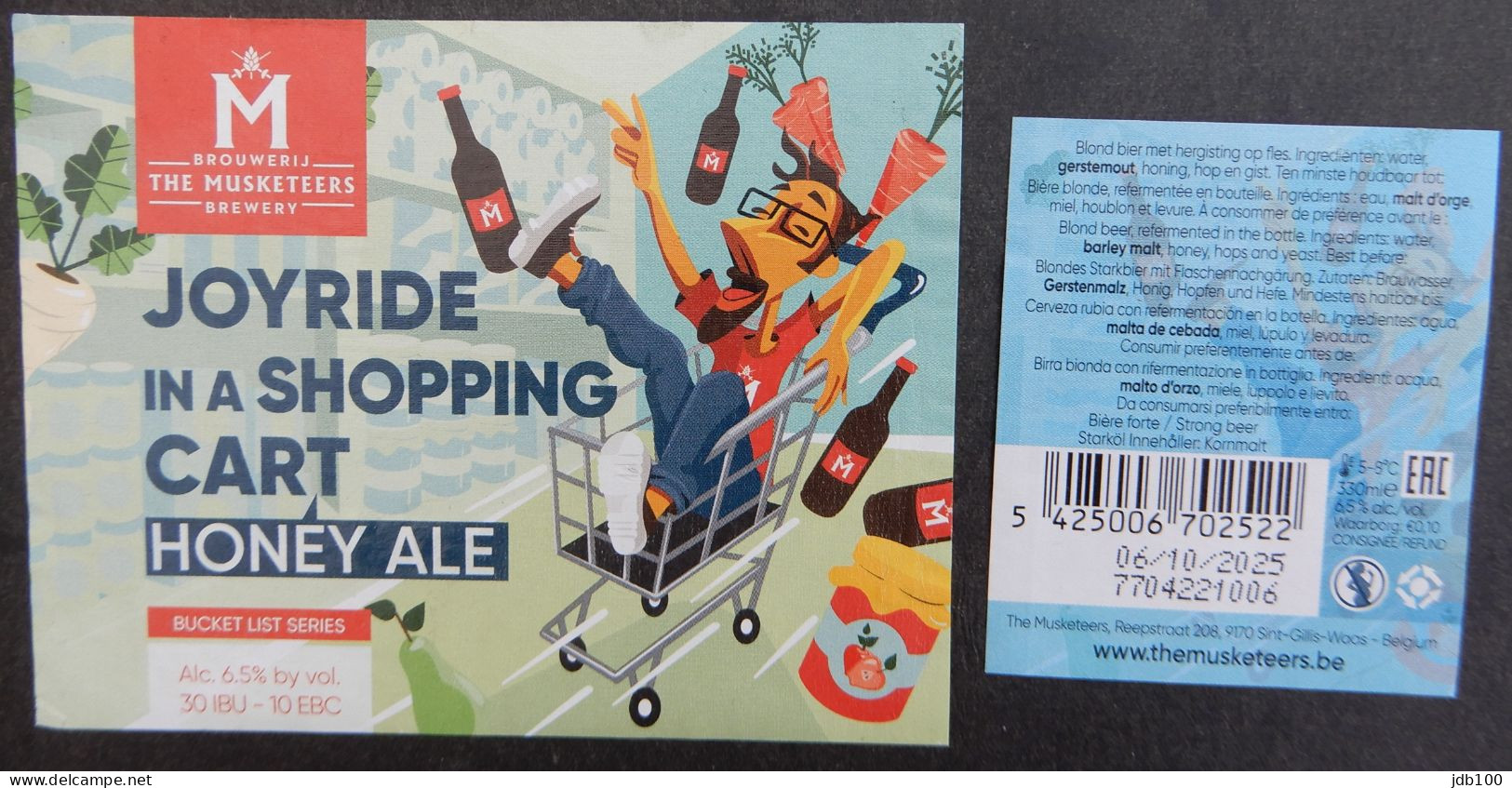 Bier Etiket (7p3), étiquette De Bière, Beer Label, Joyride In A Shopping Cart Brouwerij The Musketeers - Beer