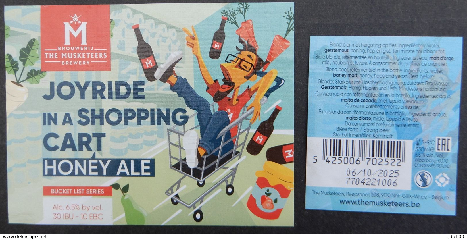 Bier Etiket (7p4), étiquette De Bière, Beer Label, Joyride In A Shopping Cart Brouwerij The Musketeers - Beer