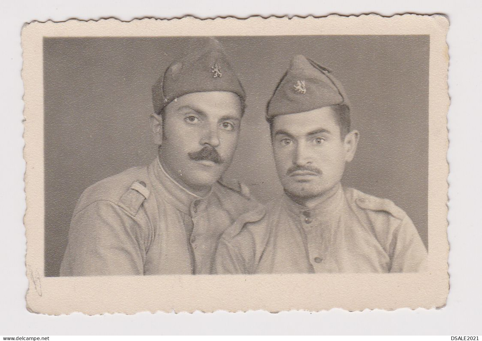 Ww2 Bulgaria Bulgarian Military Soldiers With Uniform, Portrait, Vintage Orig Photo 8.3x5.8cm. (49224) - Guerre, Militaire