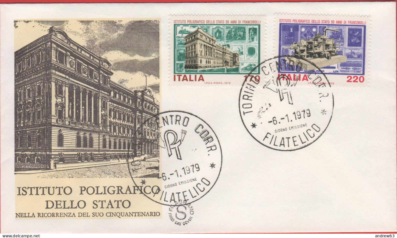 ITALIA - ITALIE - ITALY - 1979 - 50º Anniversario Dei Primi Francobolli Stampati All'istituto Poligrafico Zecca Di Stato - FDC