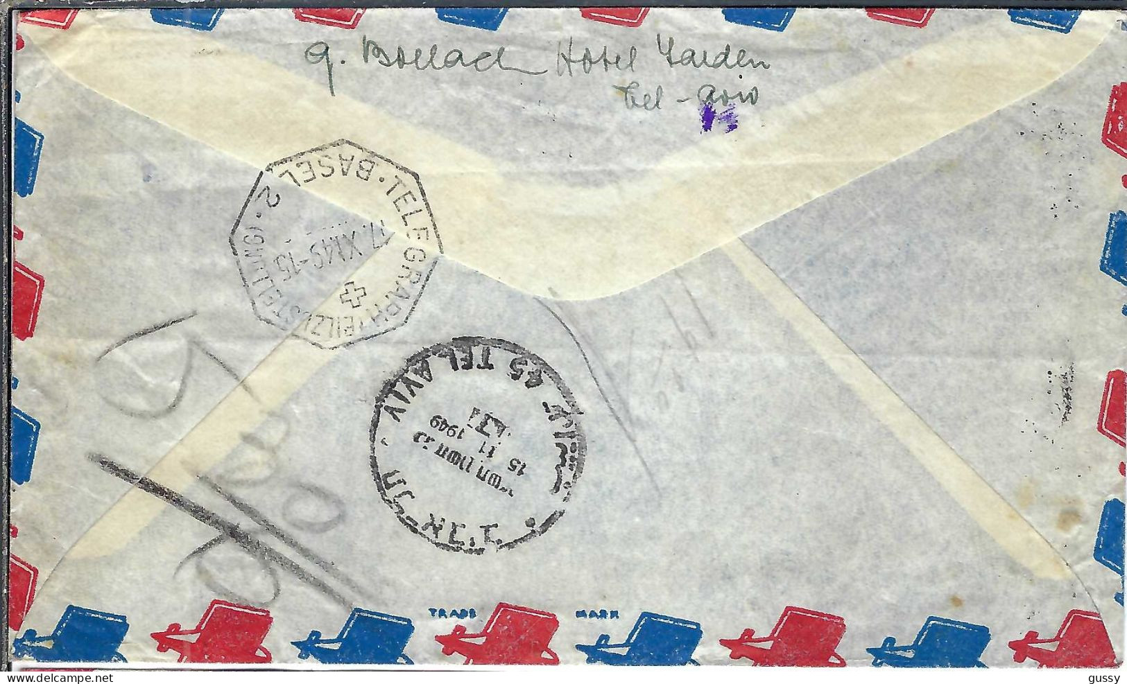 ISRAEL P.A. Ca.1949: LSC Par Exprès De Tel-Aviv Pour BÂLE (Suisse) - Poste Aérienne