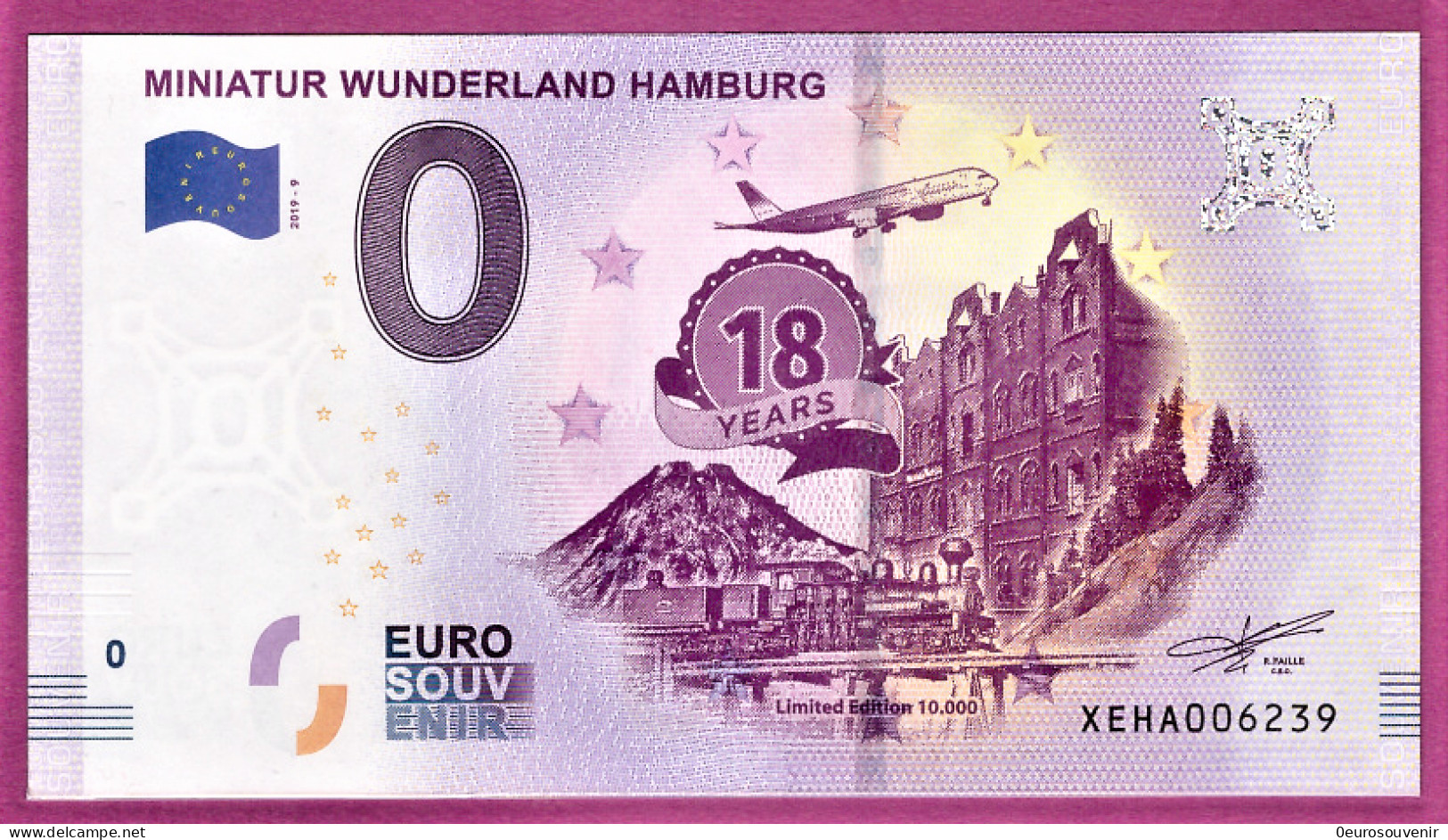 0-Euro XEHA 2019-9 MINIATUR WUNDERLAND - HAMBURG - 18 YEARS JUBILÄUM - Essais Privés / Non-officiels