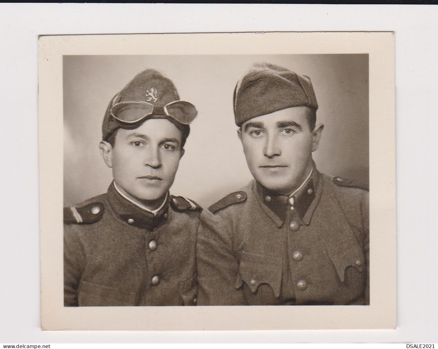 Ww2 Bulgaria Bulgarian Military Soldiers With Uniform, Portrait, Vintage Orig Photo 7.7x6.5cm. (451) - Guerra, Militari