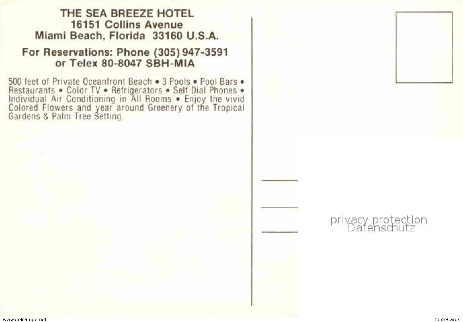 72881960 Miami_Florida Hotel Sea Breeze - Autres & Non Classés