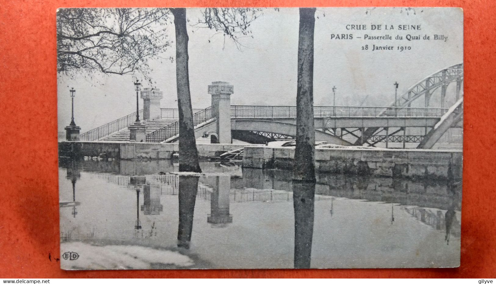 CPA (75) Crue De La Seine.1910. Paris. Passerelle Du Quai De Billy. Neige. (7A.724) - Paris Flood, 1910