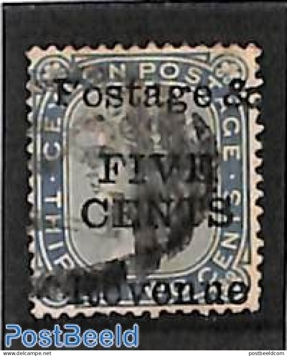 Sri Lanka (Ceylon) 1885 5c On 32c Greyblue, Perf. 14, Used, Used Or CTO - Sri Lanka (Ceylan) (1948-...)