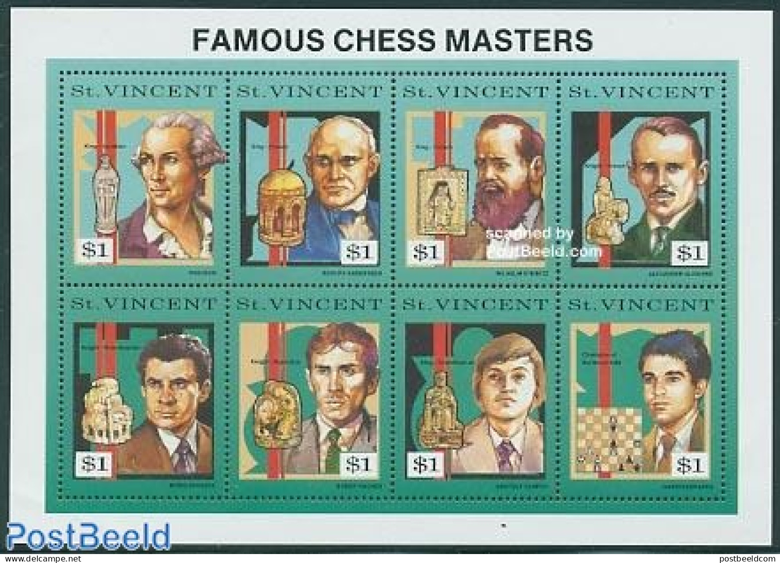 Saint Vincent 1991 Chess 8v M/s, Mint NH, Sport - Chess - Chess