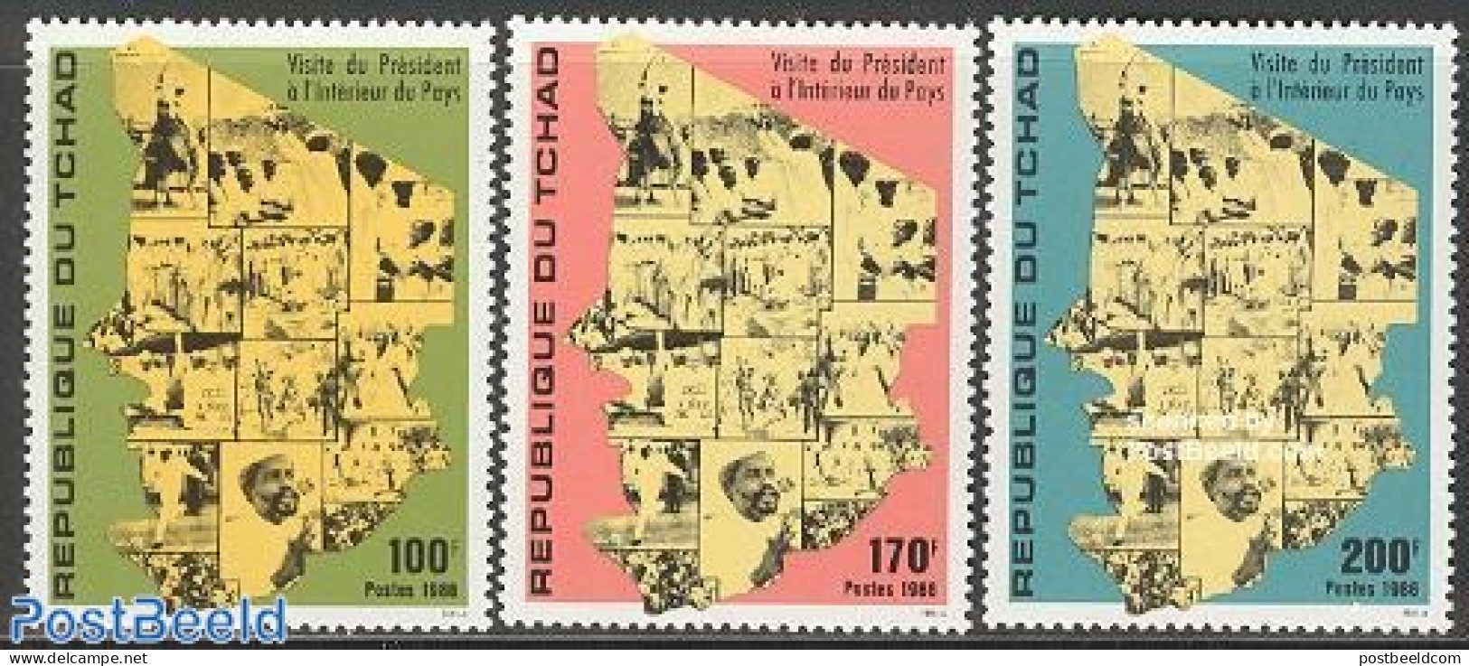 Chad 1986 Presidents Travel 3v, Mint NH, History - Nature - Politicians - Camels - Andere & Zonder Classificatie