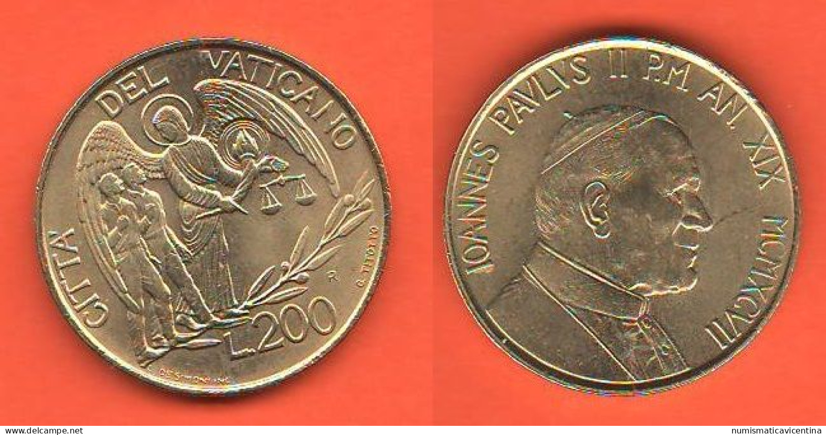 Vatican City Vaticano 200 Lire 1997 Brass Coin Pope Wojtyla  C 3 - Vaticaanstad