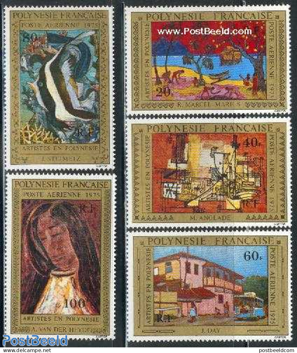 French Polynesia 1975 Paintings 5v, Mint NH, Nature - Fish - Art - Modern Art (1850-present) - Paintings - Neufs