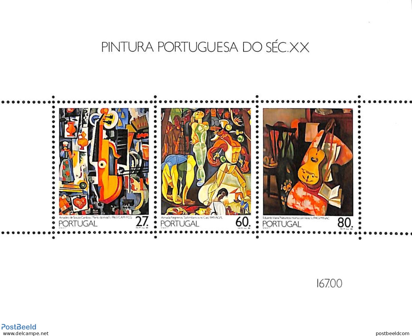 Portugal 1988 Paintings S/s, Mint NH, Performance Art - Music - Art - Modern Art (1850-present) - Unused Stamps