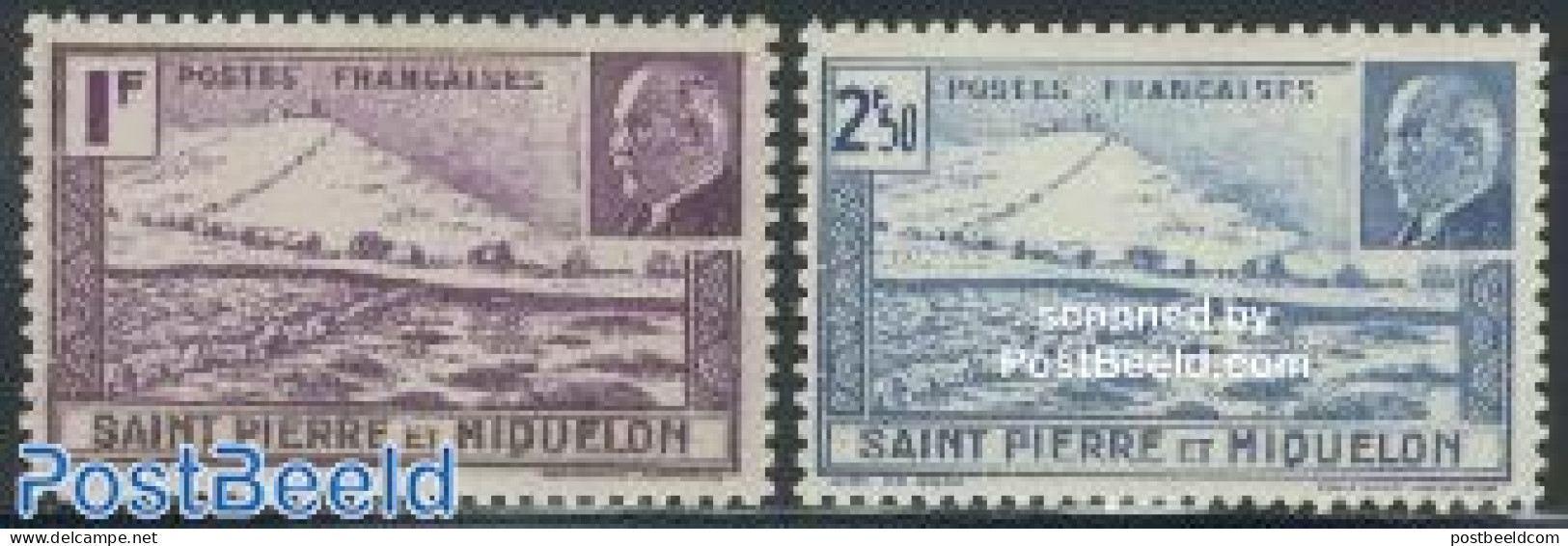 Saint Pierre And Miquelon 1941 Petain 2v, Mint NH, Various - Lighthouses & Safety At Sea - Faros