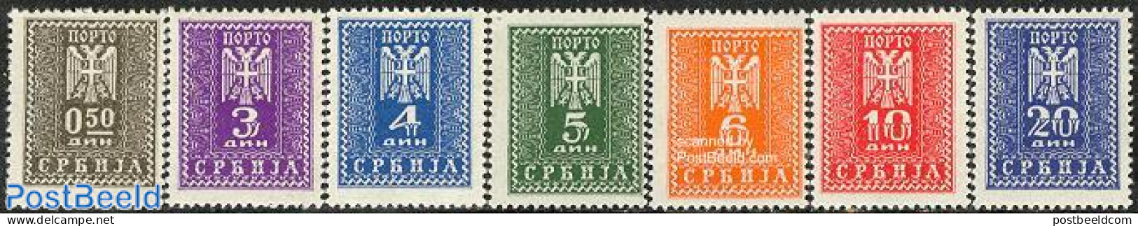 Serbia 1943 Postage Due 7v, Mint NH, History - Coat Of Arms - Serbie